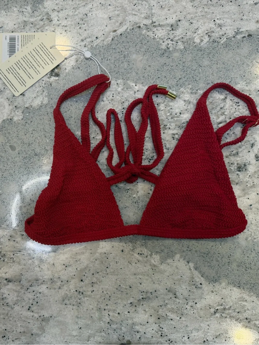 Monday Swimwear Barbados Top in Cherry Crinkle Size V